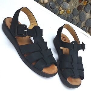 Orcade French Black Leather Sandals